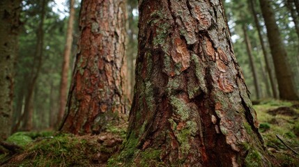 Forest tree trunk close up