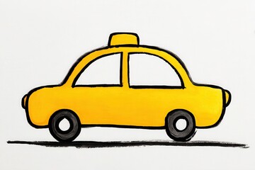 Cartoon-style yellow taxi cab illustration with simple design on a white background