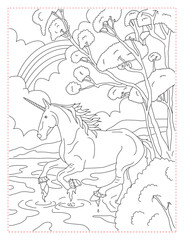 Knight on a Horse Crossing a Bridge Coloring Page: A Fantasy Adventure Scene