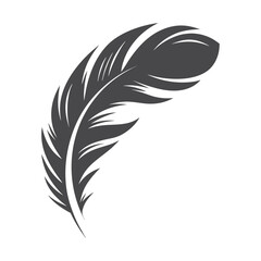 Obraz premium Graceful gray feather curls downward with exquisite, abstract detailing against a stark white backdrop