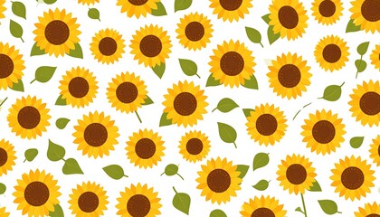 Seamless sunflower field vector pattern for sunny summer celebrations