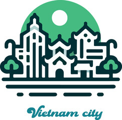 Fototapeta premium Vietnam city logo icon vector white background .