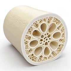 Detailed 3 D cross section of a human bone showing trabecular and cortical structures