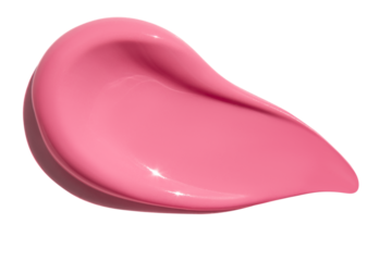 Smear of pink cream, balm, conditioner with banana, egg or chamomile on an empty background. Isolated.