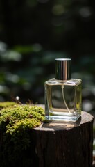 Perfume Bottle with Moss and a Water Droplet