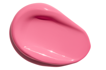 Smear of pink cream, balm, conditioner with banana, egg or chamomile on an empty background. Isolated.