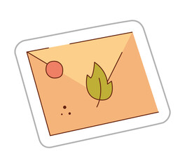 Sticker with envelope. Color hand drawn clipart illustration.