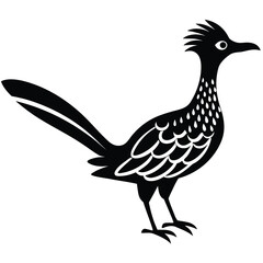 Obraz premium Black silhouette of a roadrunner bird with distinctive crest and spotted neck animal wildlife