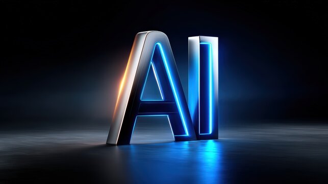 AI letters glowing in blue against a dark gradient, no other elements, Futuristic Chrome AI Typ minimal tech look --ar 16:9 --profile ipjoebv llogehl --v 7 Job ID: 90dfe5ca-7ed6-48a2-afe8-cbc46baf11c0 - Powered by Adobe