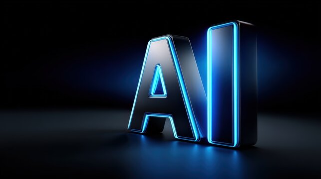 Glowing AI Letters in Futuristic Neon 3D Design - Powered by Adobe