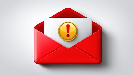 Red Envelope with Exclamation Alert Notification Symbol