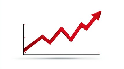 Red Upward Graph Arrow Representing Growth