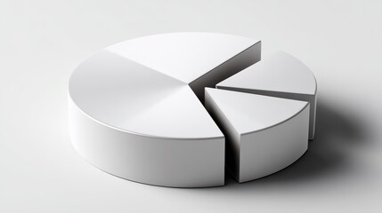 3D White Pie Chart with Separated Segments