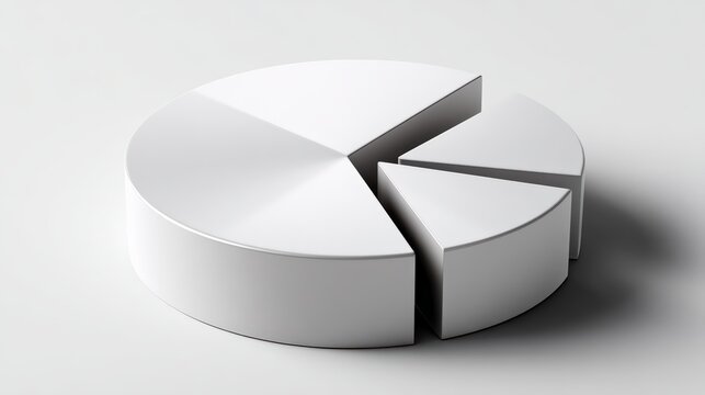 3D White Pie Chart with Separated Segments
