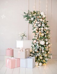 Elegant Christmas arch with gifts