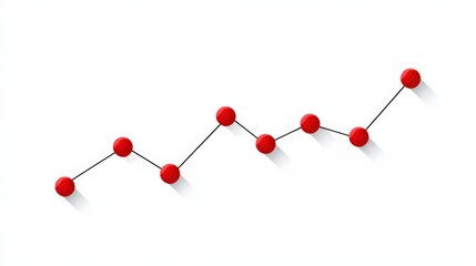 Red Line Graph with Connected Dots on White Background