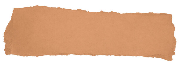 Isolated short kraft paper piece with ripped edge