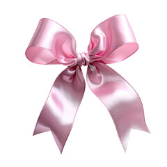 Pink satin ribbon bow, elegant and symmetrical