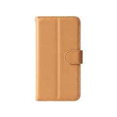 Luxurious Tan Leather Wallet Case Stylish Protection for Your Smartphone Handcrafted Texture on transparent background