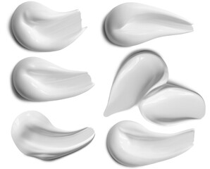 Collection of soft white cream strokes isolated