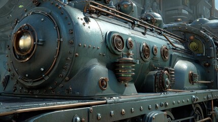 Fototapeta premium Steampunk locomotive detailed design