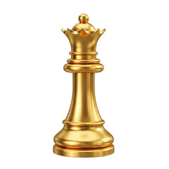 Chess Queen Gold Piece Strategy Success Victory Royalty Game Tournament Classic Shiny on transparent background