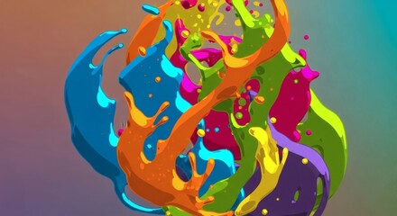 Obraz premium Colorful paint splash explosion with vibrant hues creating dynamic composition