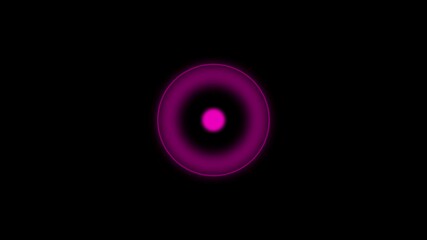 Pulsating neon pink ring and circle on black background abstract animation - Powered by Adobe