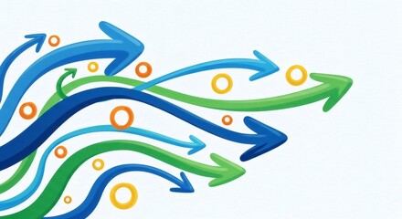 Abstract colorful arrows pointing in the same direction on white background