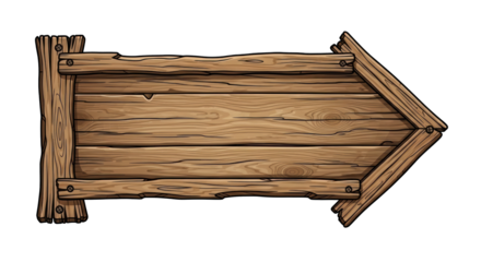 Rustic Wooden Arrow Sign with Visible Wood Grain and Screw Details.