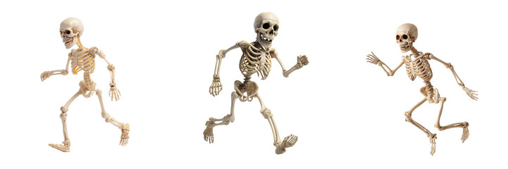 Running skeletons in motion digital illustration concept