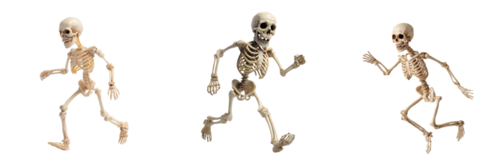 Running skeletons in motion digital illustration concept
