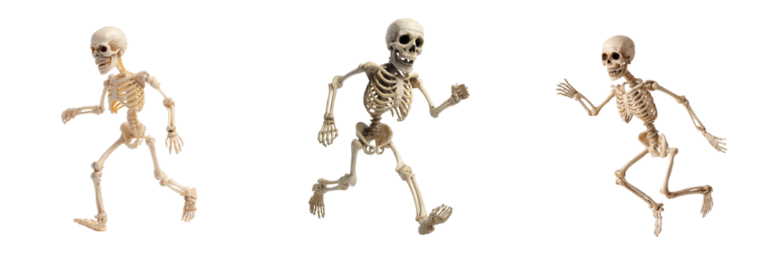 Running skeletons in motion digital illustration concept