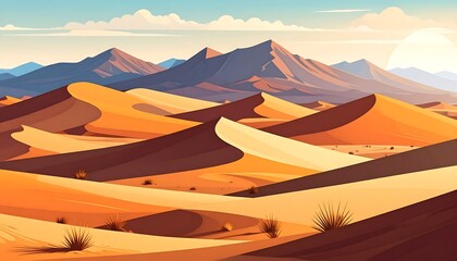 Naklejka premium Desert landscape with mountains