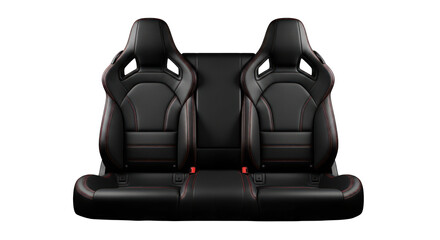 Naklejka premium Black Leather Sport Car Seats with Red Stitching.
