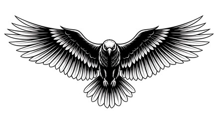 Fototapeta premium Realistic Black and White Bird Logo – Detailed Emblem Vector Design on White Background 