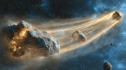 Cosmic Collision: Asteroid trail through space