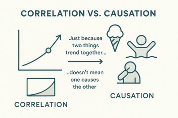 Correlation versus causation explained with a simple diagram illustrating statistical relationship