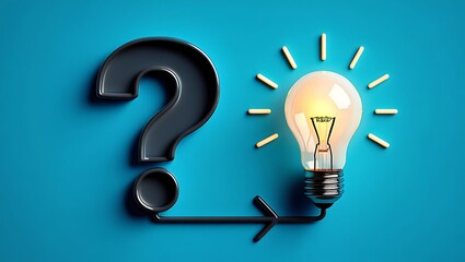 Question mark transforms into lightbulb idea innovation and problem solving concept