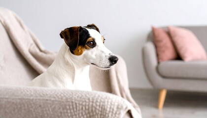 Dog resting on armchair