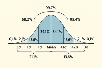 Visual representation of the normal distribution or Gaussian distribution curve chart