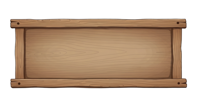 Cartoon Wooden Sign with Frame.