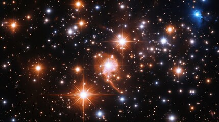 Cosmic Nebula: A Stellar Tapestry of Orange and Blue