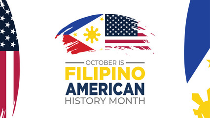 October is Filipino American History Month vector illustration. Philippines and American flag frame vector Banner poster post design