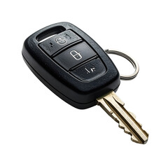 Black car key fob, metal key, ring