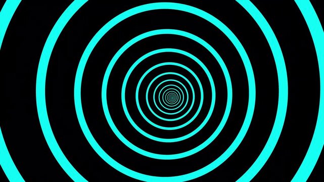 Hypnotic cyan circles tunnel animation background loop