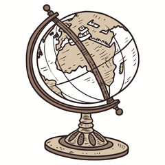 Illustration of a vintage globe showing africa and europe