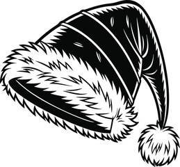 Obraz premium Traditional Red and White Santa Claus Hat Christmas Vector Design, Festive Santa Hat Illustration Classic Holiday Headwear Vector, Christmas Santa Hat Icon Red and White Winter Holiday Clipart