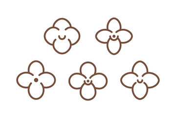 Orchid flower symbol. Flower bloom. Geometric shape for logo and emblem. 