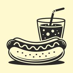 Retro Hot Dog and Soda Illustration